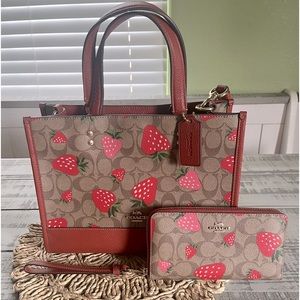 Coach Dempsey strawberry print with matching wallet